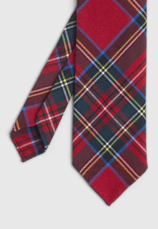 Paul Stuart Red Tartan Wool Tie, image 1