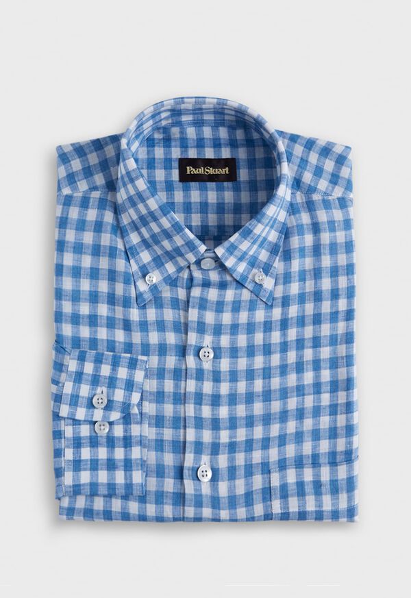 Paul Stuart Linen Gingham Sport Shirt, image 1