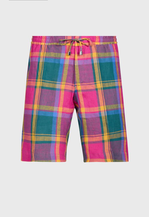 Paul Stuart Linen Plaid Walk Shorts, image 1