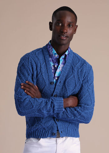 Paul Stuart Open Weave Diamond Cardigan