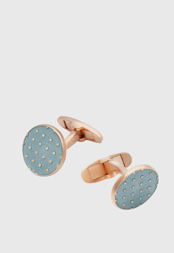 Paul Stuart Silver Enamel Cuff Links with Dot Pattern, image 1