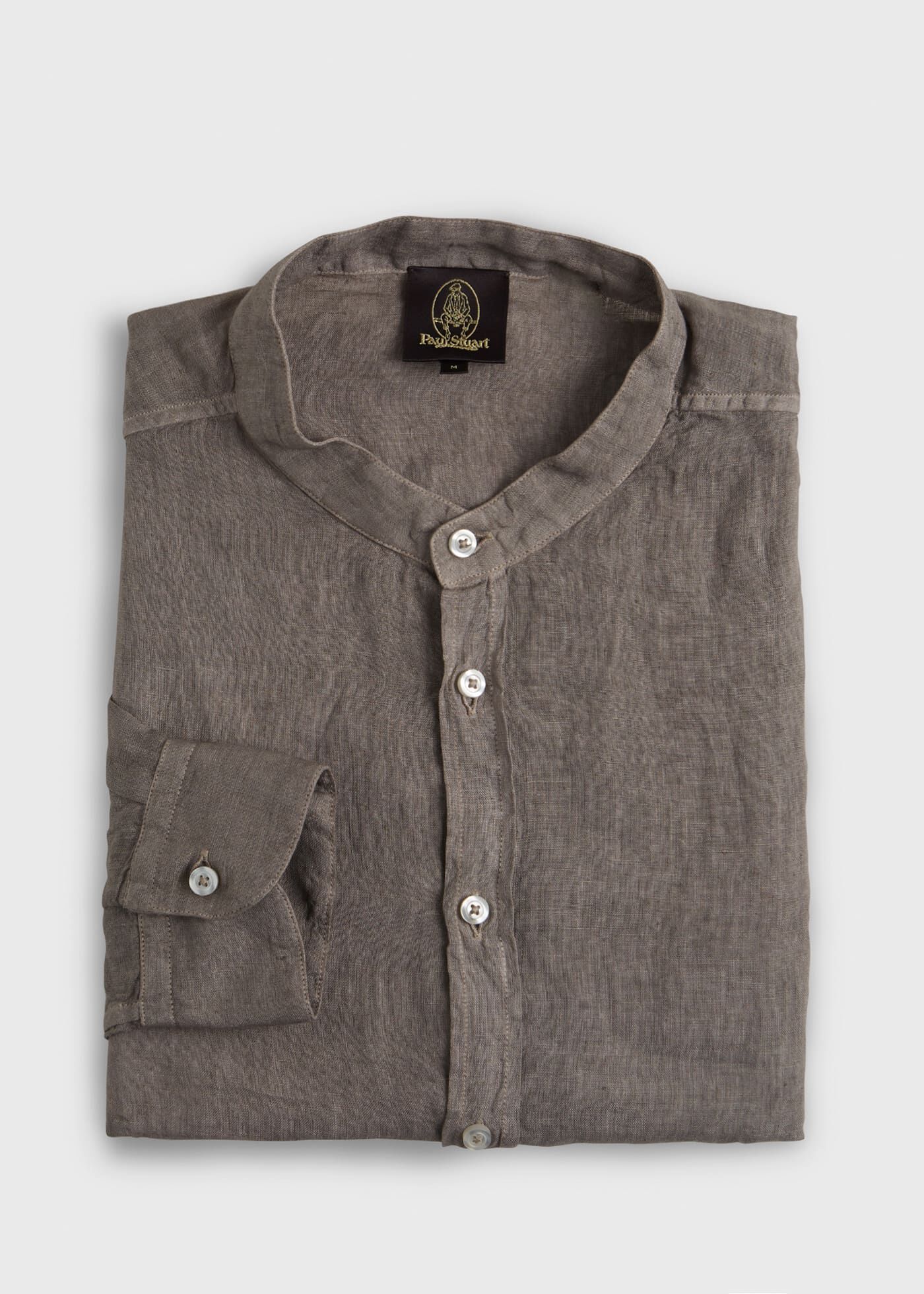 Band Collar Washed Linen Shirt