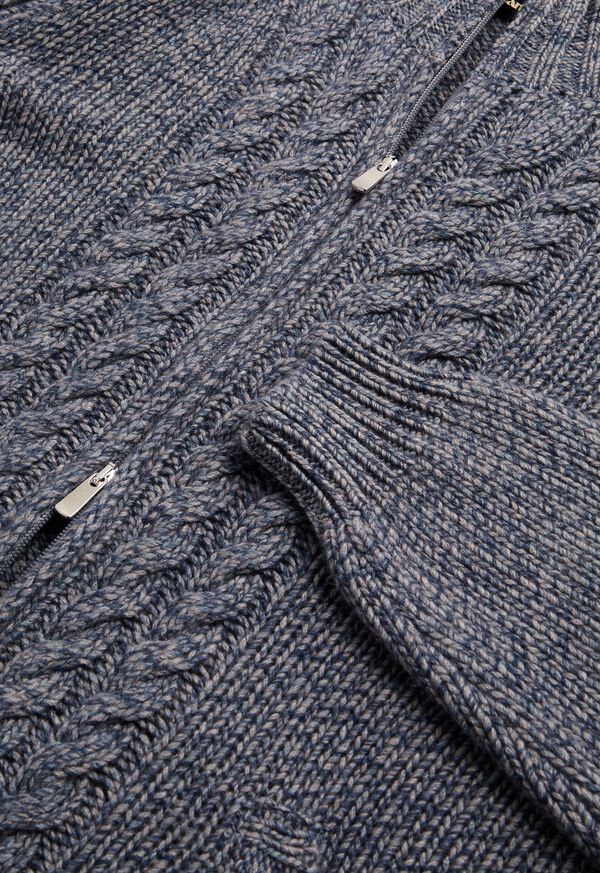 Paul Stuart Marled Full Zip Cardigan with Front Cable Detail, image 2
