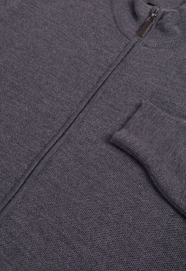Paul Stuart Merino Wool Full Zip Rice Stitch Cardigan, image 2