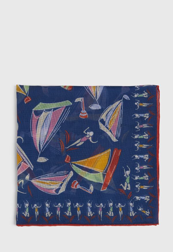 Paul Stuart Vintage Beach Scene Pocket Square, image 2