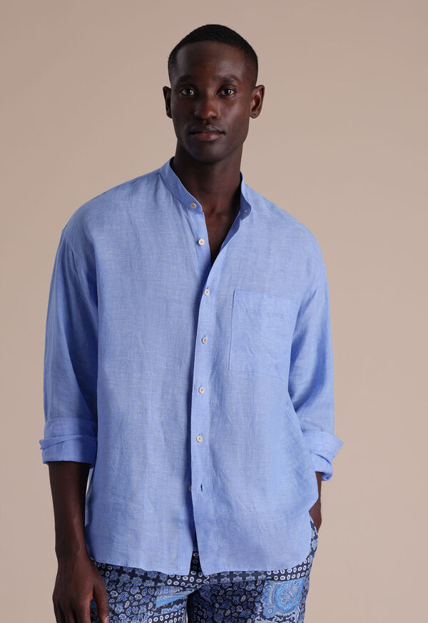 Paul Stuart Washed Linen Stand Collar Shirt, image 2