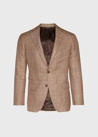 Paul Stuart Silk Brown Plaid Jacket, thumbnail 1