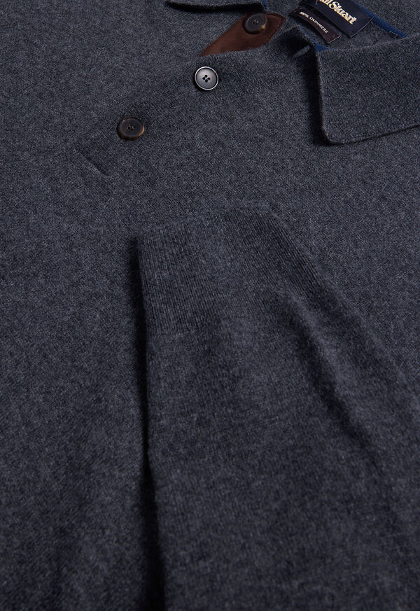 Paul Stuart Cashmere Polo with Suede Trim, image 3
