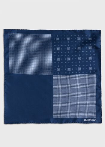 Paul Stuart Printed Silk Glenn Plaid Pocket Square