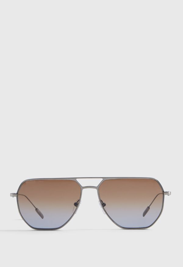 Paul Stuart ZEGNA Matte Gunmetal Sunglasses with Gradient Brown Lens, image 1