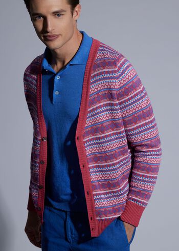 Paul Stuart Linen & Cotton Fair Isle Cardigan