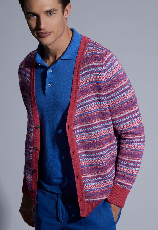 Paul Stuart Linen & Cotton Fair Isle Cardigan, image 2