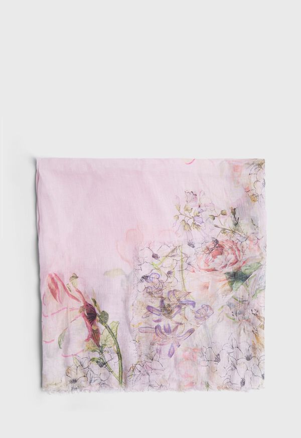 Paul Stuart Pink Floral Print Scarf, image 1