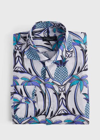 Paul Stuart Printed Linen Sport Shirt