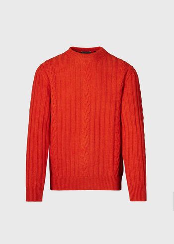 Paul Stuart Wool Cable and Rib Crewneck Sweater