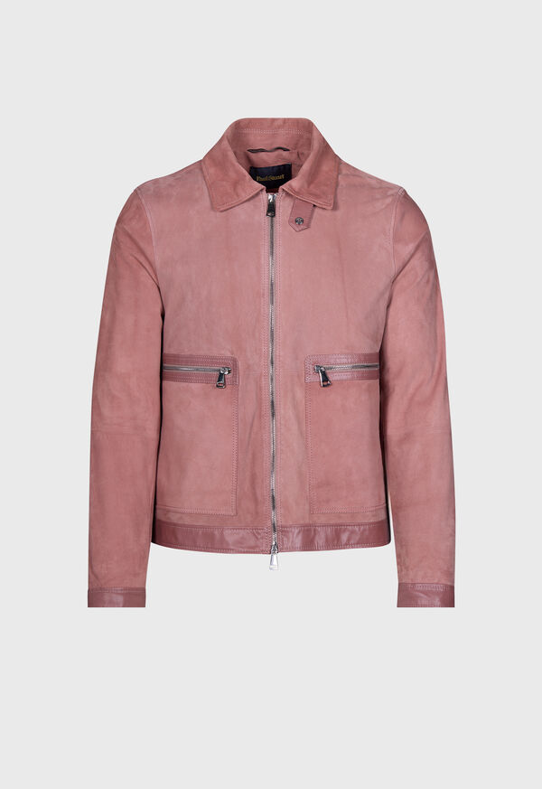 Paul Stuart Suede Zip Jacket with Leather Trim, image 1