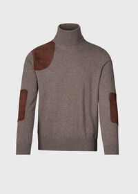 Paul Stuart Cashmere & Suede Gun Patch Turtleneck, thumbnail 5