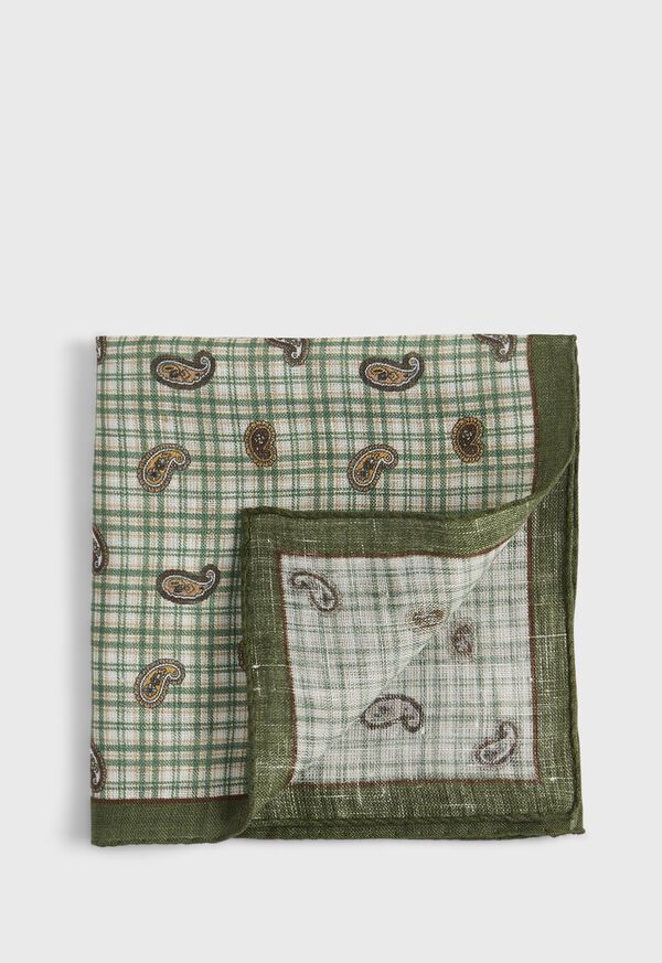 Paul Stuart Graph Check and Tossed Pine Pocket Square, image 1