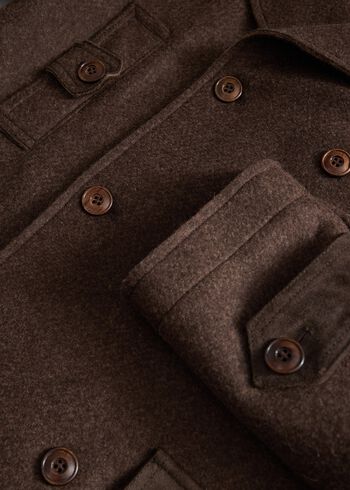 Paul Stuart Double Breasted Wool Raw Edge Coat