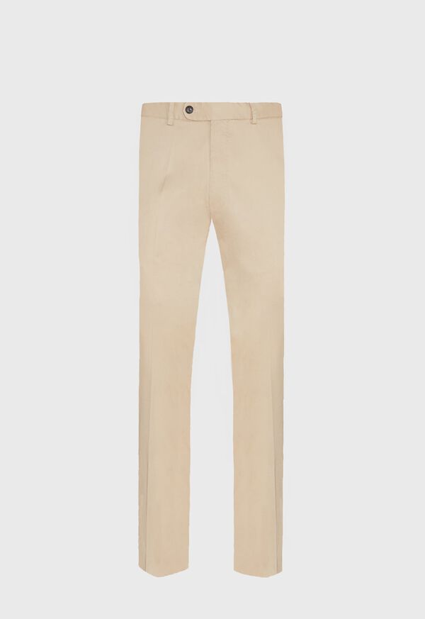Paul Stuart Khaki Solid Plain Front Pant, image 1