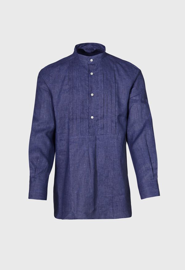 Paul Stuart Indigo Linen Pleated Front 2pc Pajama, image 2