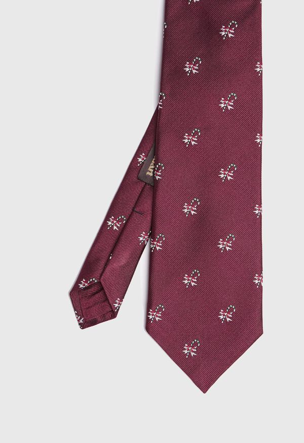 Paul Stuart Red Candy Cane Holiday Tie, image 1