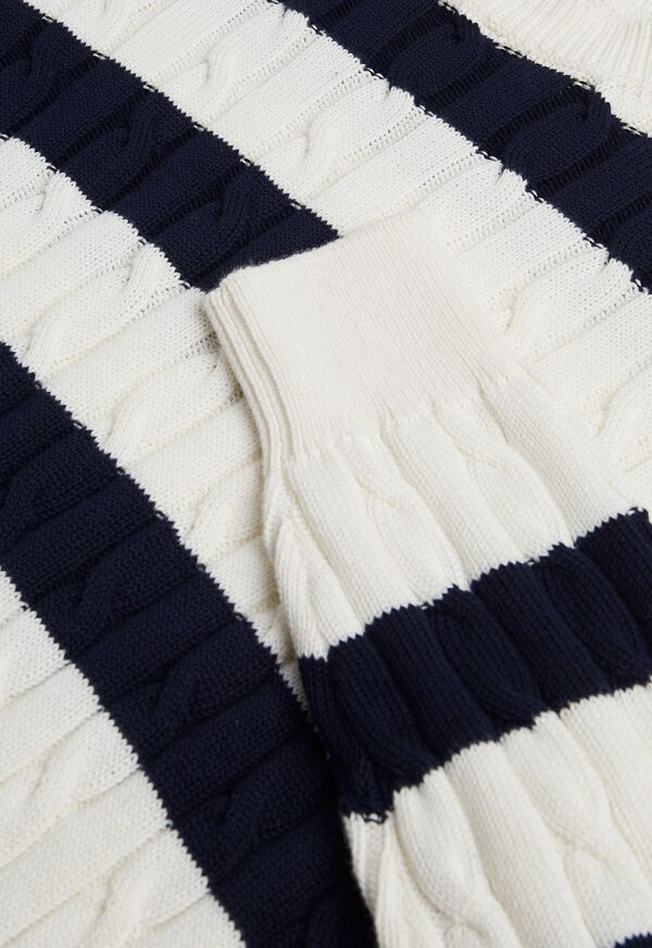 Paul Stuart Cotton Cable & Stripe Crewneck Sweater, image 2
