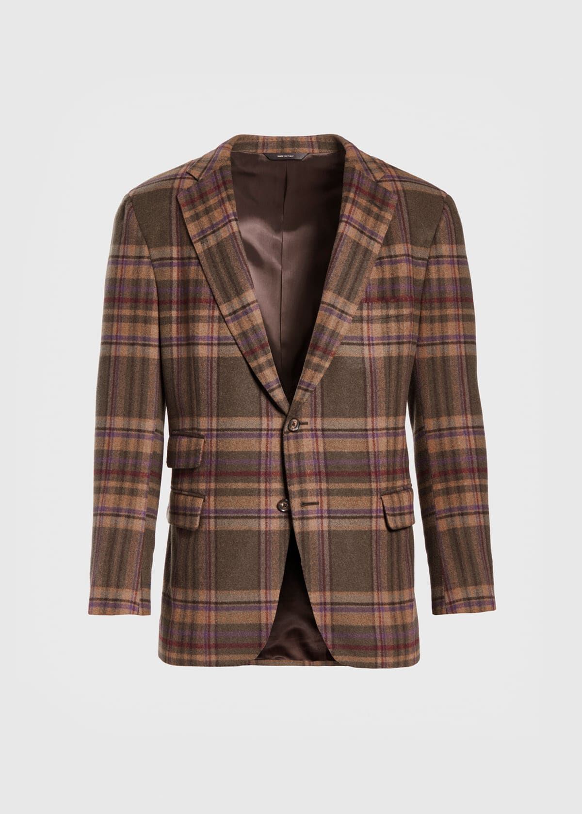 Oatmeal and Rose Wool Blend Plaid Sport Jacket