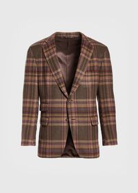 Paul Stuart Oatmeal and Rose Wool Blend Plaid Sport Jacket, thumbnail 1