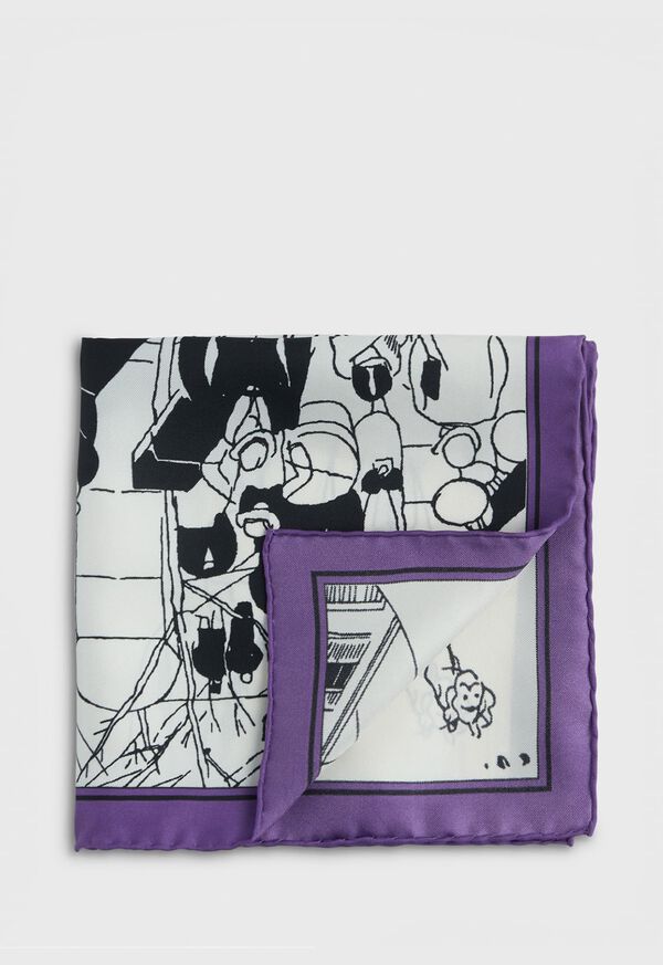 Paul Stuart Silk Printed Town Scene Pocket Square, image 1