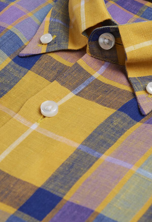 Paul Stuart Linen Multi Color Plaid Sport Shirt, image 2