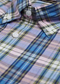 Paul Stuart Purple And Blue Plaid Flannel Sport Shirt, thumbnail 2