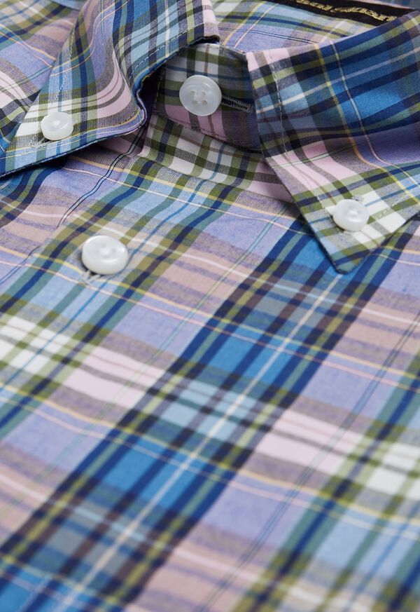 Paul Stuart Purple And Blue Plaid Flannel Sport Shirt, image 2