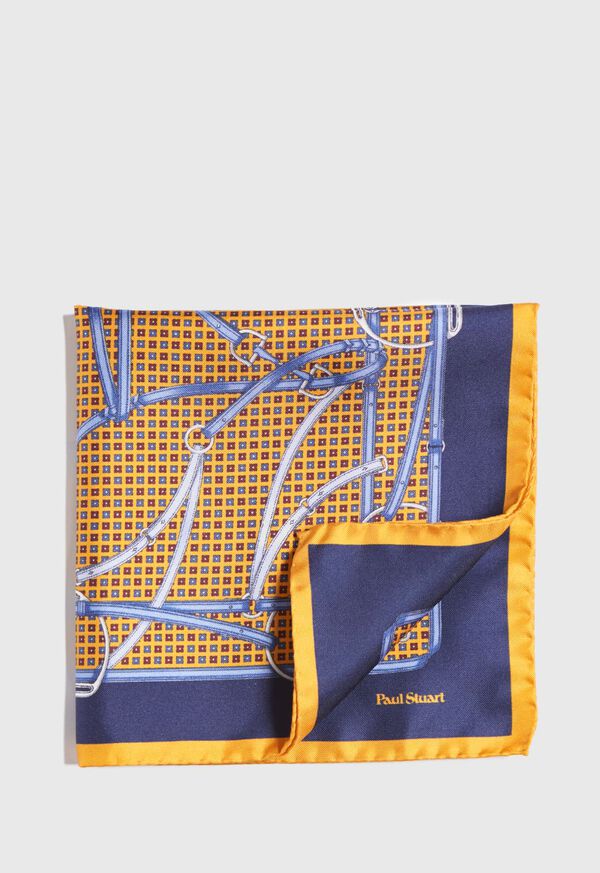 Paul Stuart Belt & Bit Pocket Square With Contrast Border, image 1