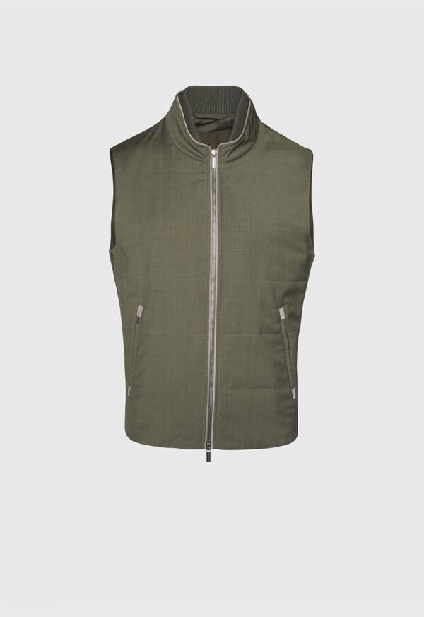 Paul Stuart Performance Wool Vest With Suede Trim