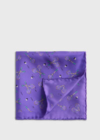 Paul Stuart Silk Twill Tennis Racket Print Pocket Square, thumbnail 1