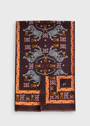 Paul Stuart Wool & Silk Exotic Print Scarf