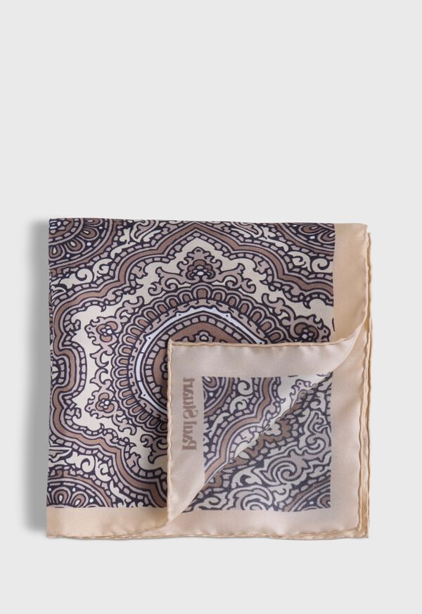 Paul Stuart Printed Silk Large Medallion Pocket Square, image 1