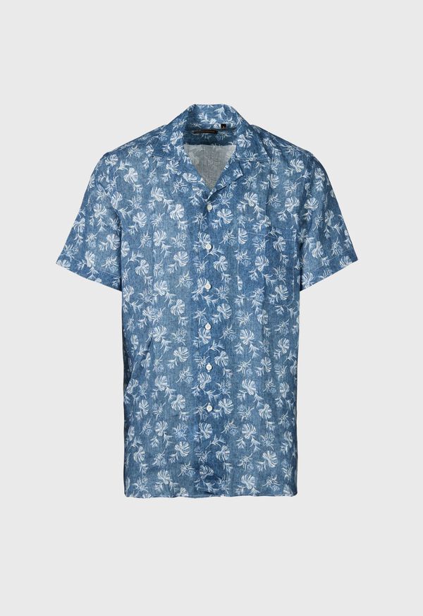 Paul Stuart Linen Leaf Print Camp Shirt, image 1