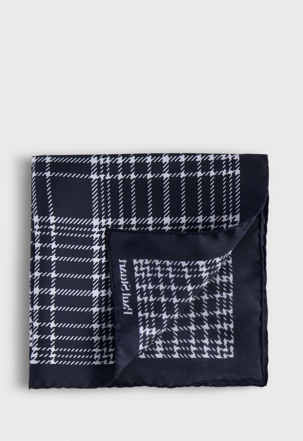 Paul Stuart Printed Silk Plaid Pocket Square, image 1