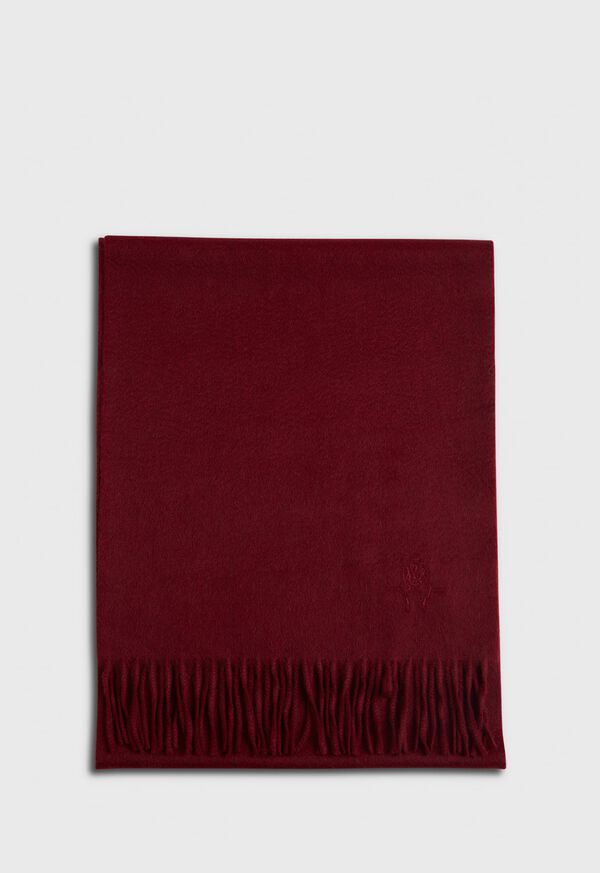 Paul Stuart Cashmere Solid Color Scarf with Embroidered Logo, image 2