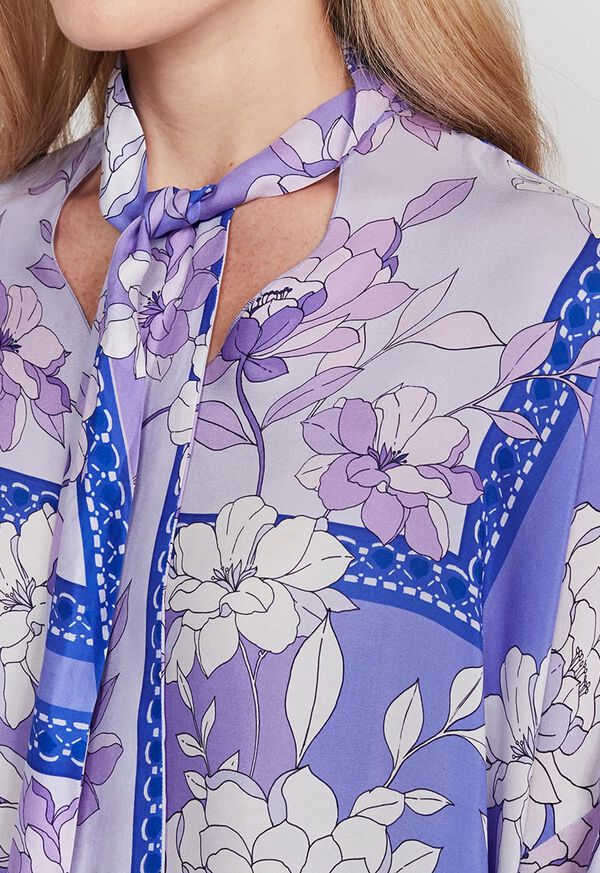 Paul Stuart Floral Tie Front Silk Blouse, image 3