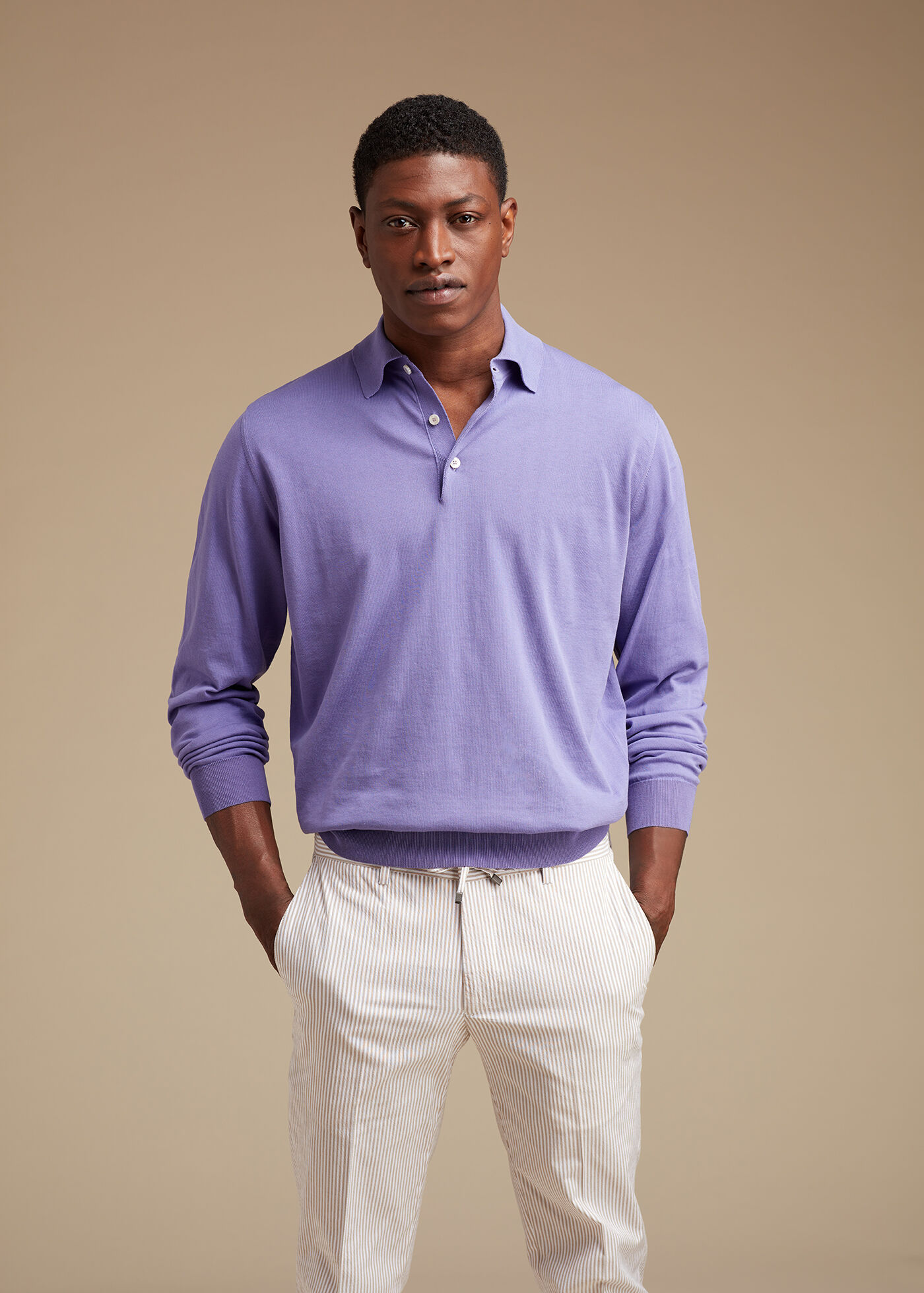 Purple polo long sleeve top