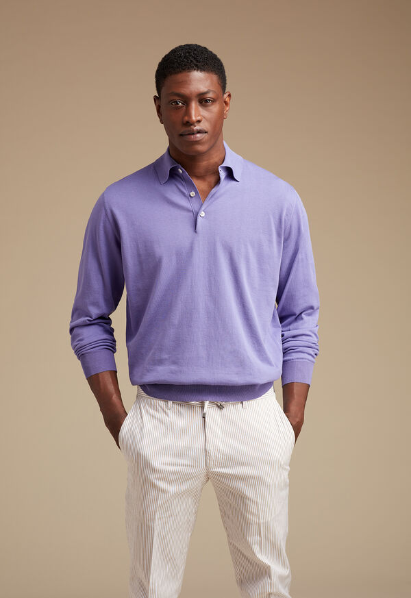 Paul Stuart Long Sleeve Cotton Polo Shirt, image 6