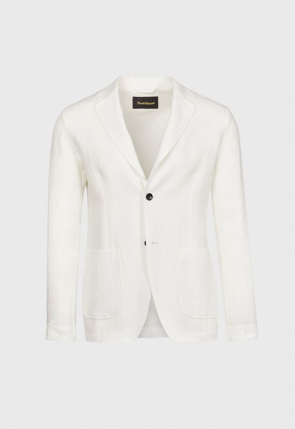 Paul Stuart White Solid Linen Shirt Jacket, image 1