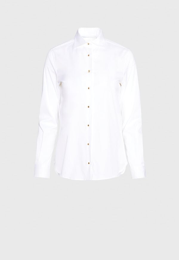 Paul Stuart White Blouse with Gold Buttons, image 1