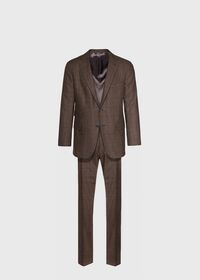 Paul Stuart Paul Fit Brown Plaid Wool Suit, thumbnail 1