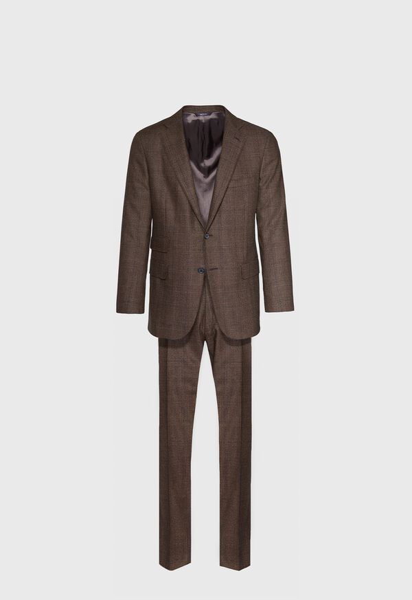 Paul Stuart Paul Fit Brown Plaid Wool Suit, image 1