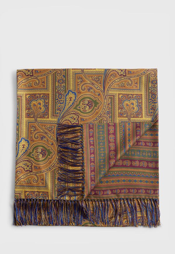 Paul Stuart Paisley & Fair Isle Reversible Silk Scarf
