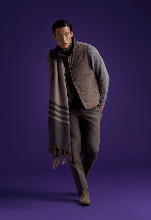 Paul Stuart Quilted Vest with Cashmere Blanket Scarf Look, image 1